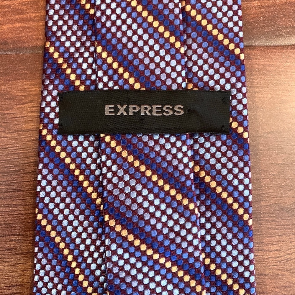 Express Purple and Gold Striped Tie - Picture 4 of 9